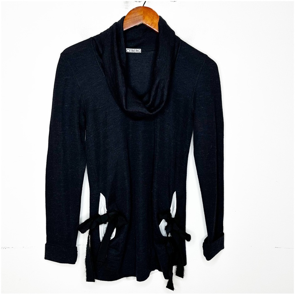 ICEBERG Women’s Cowl turtleneck Sweater Tie Pockets Size XS Italy